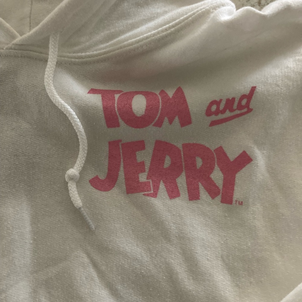 Brand New Tom and Jerry Sweatshirt Hoodie White Adult Sz L